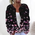 thumbnail image 2 of Idoravan Womens Button-Front Cardigan Sweaters Pattern Print Women's Casual Printed Knitted Cardigan Button Coat Black M, 2 of 5