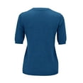 thumbnail image 6 of Pxiakgy Knit Tops for Women Womens Short Sleeve Sweater Spring Summer 2025 Round Neck Solid Color Pullover Short Sleeve Knit Sweater Vest Tops Shirts for Women Trendy Summer Dark Blue L, 6 of 9