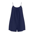 thumbnail image 5 of MuXiKeJi Clothes Linen Rompers for Women Casual Sleeveless Halter Short Overalls Spaghetti Strap Shorts Jumpsuit with Pockets, 5 of 7