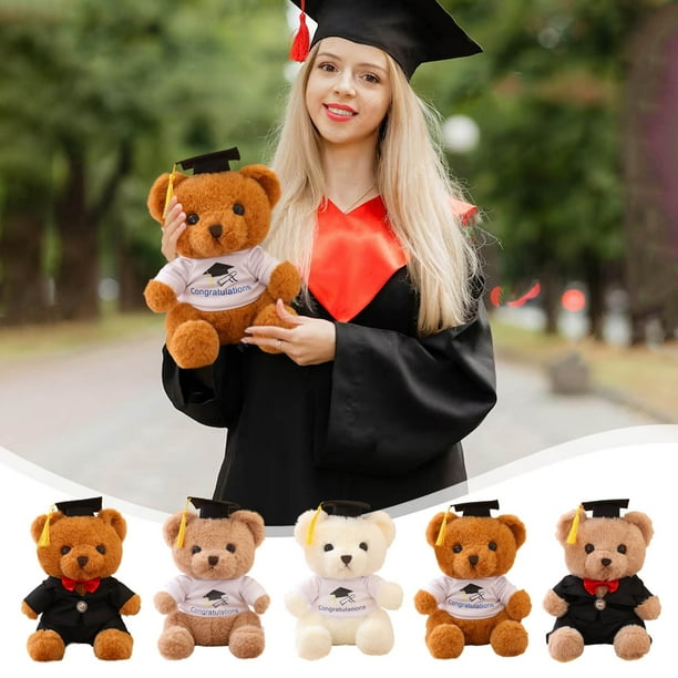 Muñeco de peluche oso de graduación | Animal de peluche suave de 23 cm con gorra | Juguete conmemorativo realista para regalo de graduación | Recuerdo abrazable | Regalo para graduado | Pieza única