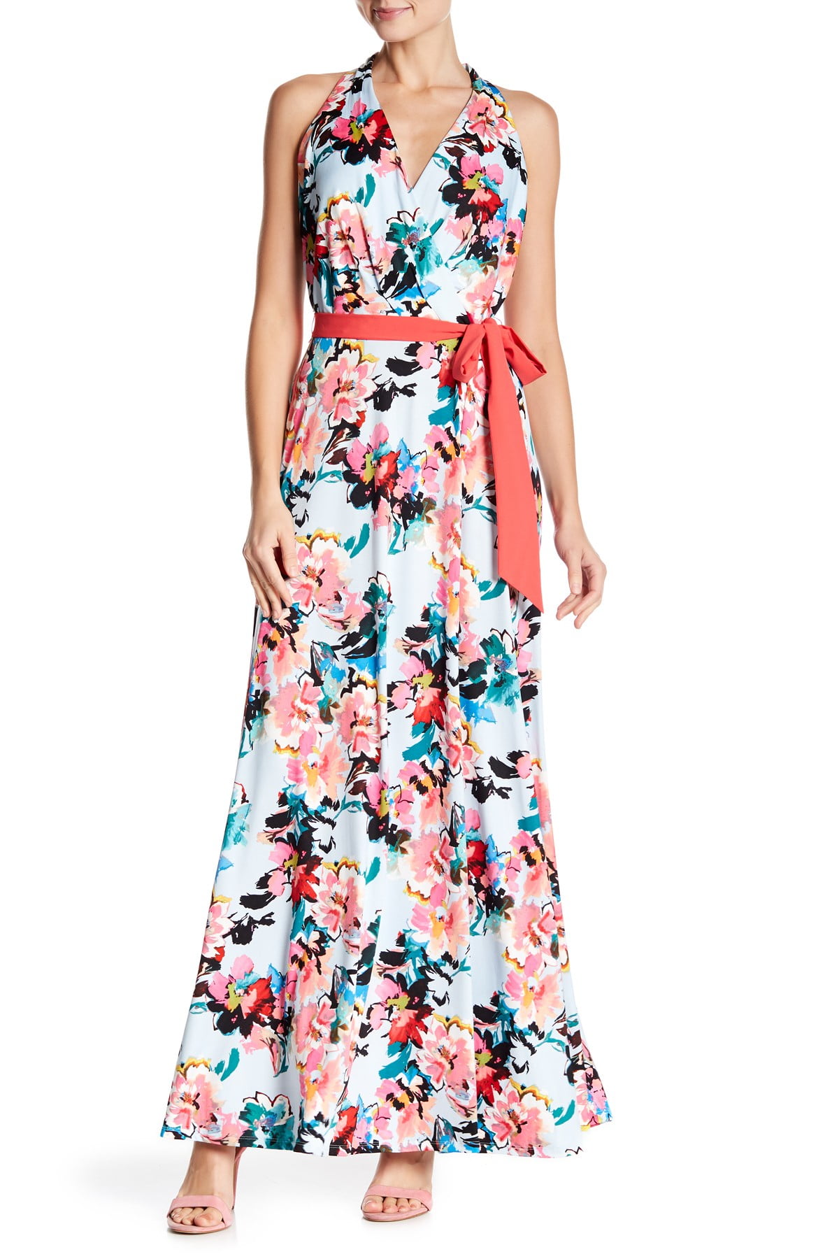 Chetta B - Women's Surplice Neck Floral Maxi Dress 10 - Walmart.com ...
