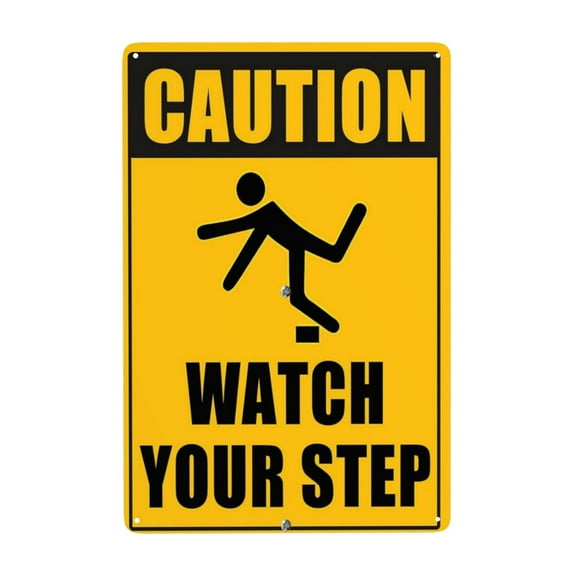 Watch Your Step Sign Warning Metal Sign Vintage Sign Wall Decor for Home Farm Bar Shop Club Coffee Outdoor Signs 8x12 Inch