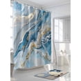 thumbnail image 3 of Abstract Ocean Waves Shower Curtain, Gradient Blue Gold Sea Art Waterproof Shower Curtain Set with 12 Hooks Lightweight Washable Fabric Shower Curtains for Bathroom 72x84 Inches, 3 of 6