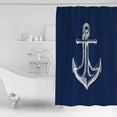 thumbnail image 2 of Coastal Shower Curtain, 66" x 72", Illustration Anchor Rope Navy Blue Waterproof Bathroom Curtain Washable Shower Curtain Set with 12 Hooks, 2 of 6