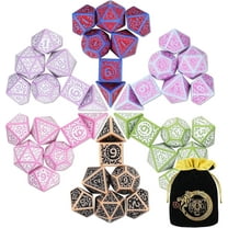 CiaraQ DND Polyhedral Dice Set (42 pcs), 6 Sets Fantasy Role Playing Dice with Gold Pattern Drawstring Bag for Dungeons and Dragons Table Games