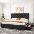thumbnail image 4 of Modern Storage Solution Bed Frame - Upholstered Platform with 4 Drawers, Adjustable Diamond Tufted Headboard, No Box Spring Needed - Queen, 4 of 49