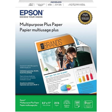 Epson Economical 2-sided Office Paper, 8 1/2" x 11", Multicolor, 500 Sheets
