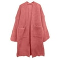 thumbnail image 5 of Fiaer Womens Long Cardigans Sweaters Chunky Knit Long Sleeve Trendy Solid Loose Fit Breathable Comfort Open Front Tops with Pocket Pink L, 5 of 6