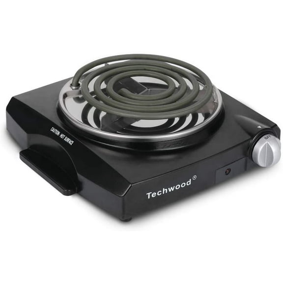 Techwood 1100W Portable Electric Coil Hot Plate Single Burner for Cooking, Countertop Cooktop Stainless Steel Electric Stove, Easy Clean, Upgraded Version