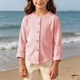 thumbnail image 4 of akafmk Cardigan for Girls Lightweight Ribbed Knit Cardigans Crew Neck Button Front Solid Color Casual Fall Outfits, Size 4-5 Years, 4 of 5