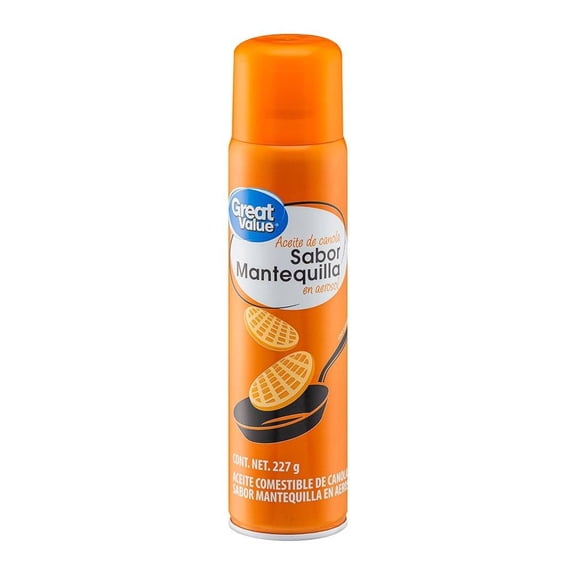 Aceite Great Value de canola sabor mantequilla en aerosol 227 g