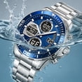 thumbnail image 4 of Reloj de cuarzo digital para negocios, para hombres y mujeres, con correa de acero inoxidable, resistente al agua hasta 30 metros, función de fecha y alarma, elegante reloj de pulsera formal., 4 of 9
