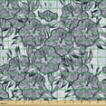 thumbnail image 2 of Ambesonne Floral Fabric by the Yard Upholstery, Detailed Bindweed Flowers, 5 Yards, Blue Grey Night Blue, 2 of 5