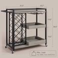 thumbnail image 4 of Bar Cart, 3 Tier Bar Carts, Home Bar & Serving Carts, Rolling Bar Cart with Wheels, Drink Cart with Wine Rack & Wine Glass Holder Up to 24, for Kitchen and Living Room, Easy Assembly, Gray, 4 of 9