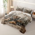 thumbnail image 3 of Erosebridal Vintage Wood Tiger Twin Quilt Set for Boys Men, Pine Tree Print Twin Coverlet Set, Brown Beige, 2 Pieces, 3 of 7