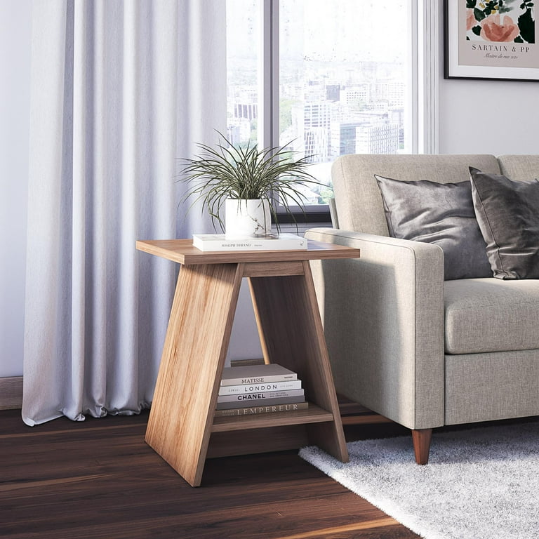 Ameriwood Home Dalin A Frame End Tables Set of 2 Walnut