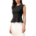 thumbnail image 4 of INSPIRE CHIC Peplum Vest for Women's Elegant Sleeveless Crew Neck Flared Hem Work Office Tank Tops L Black, 4 of 5
