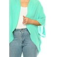 thumbnail image 5 of Women's Plus Size Solid Casual Cardigan Loose Fit Draped Ruffles Kimono Sleeve, 5 of 6