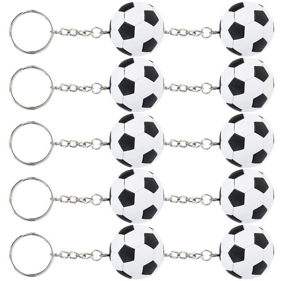 Moluckfu Soccer Keyring Plastic For Thanksgiving 10Set 3.9X1.6In