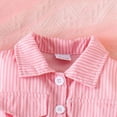 thumbnail image 4 of UngA Girls Cute Romper Button Down Belted Jumpsuit Toddler Kids Wide Leg Short Summer Stripe Outfits with Pockets 18-24 Months,Pink, 4 of 7