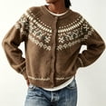 thumbnail image 5 of Fair Isle Cardigan for Women, Jacquard Knit Button Down Crewneck Long Sleeve, Fall Vintage Casual Soft Sweater S-3XL, 5 of 5