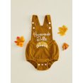 thumbnail image 6 of Baby Boy Girl Thanksgiving Outfit Homemade Rolls One Piece Bubble Romper Strap Backless Corduroy Overalls Bodysuit Infant Fall Clothes, 6 of 10