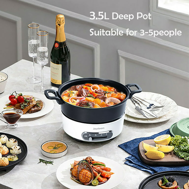 Joydeem Electric Multifunctional Hot Pot with Divider, Double Flavor  Non-Stick Pot, Temperature Control, Large 5L Capacity for 6-8 People,  1500W