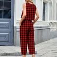 thumbnail image 4 of Qetyuw Women's Gingham Sets Loose Fit 2 Piece Outfits Chic Plaid Print Sleeveless Suits Crewneck High Waist Solid Color Wide Leg Lounge wear, 4 of 6