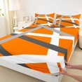 thumbnail image 3 of Homewish Geometric Striped Bed Sheets,Modern Abstract Artistic King Sheets,Orange Gray White Sheet Set For Girls Kids,Luxury Bedroom Decor,4pcs, 3 of 7