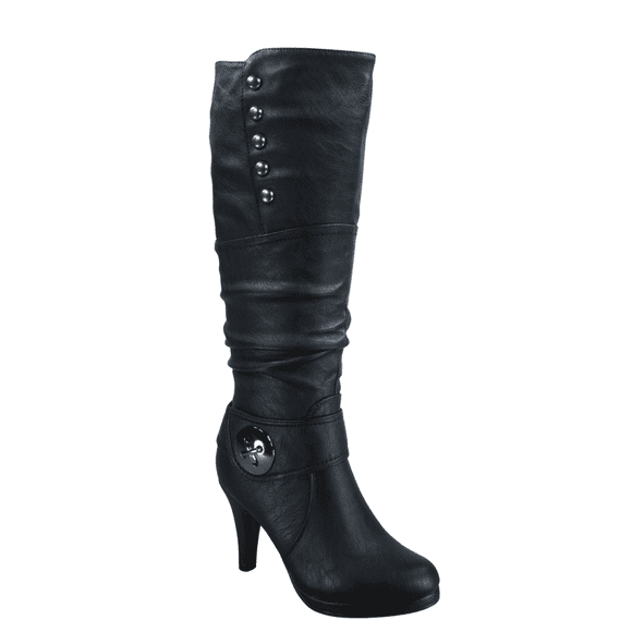 Women's Heeled Knee High Platform Side Zip Buckle Casual Dress Fashion Boots Shoes ( Black, 9)