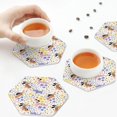 thumbnail image 7 of Pofeuu Floral Puppy Print Leather Coasters Set of 6, Round Cups Mugs Mat Pad for Home Kitchen Heat Resistant Drink Coasters,Hexagon, 7 of 7