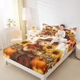 thumbnail image 4 of Manfei Cute Cartoon Scarecrow Queen Sheet Sets,Autumn Fall Sunflower Flat Sheet,Rustic Pumpkin Maples Queen Fitted Sheet For Boys Kids,Microfiber Bedroom Decor,4-Piece, 4 of 7