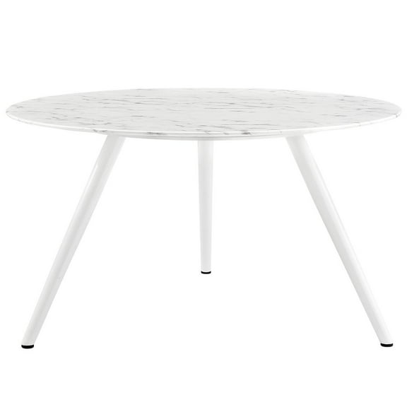Modway Lippa 54" Round Artificial Marble Dining Table with Tripod Base in White