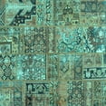 thumbnail image 1 of Ahgly Company Machine Washable Indoor Square Patchwork Turquoise Blue Transitional Area Rugs, 4' Square, 1 of 4