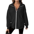 thumbnail image 7 of Axiiglly Hoodies for Women, Full Zip Up Lapel Long Sleeve Jacket with Pockets, Solid Black Athletic Sweatshirts S-2XL, 2XL, 7 of 7