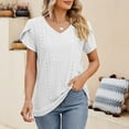 thumbnail image 2 of Birdeem Mode Femmes Décontracté Couleur Unie Col en V Manches Courtes Blouses Amples, 2 of 10