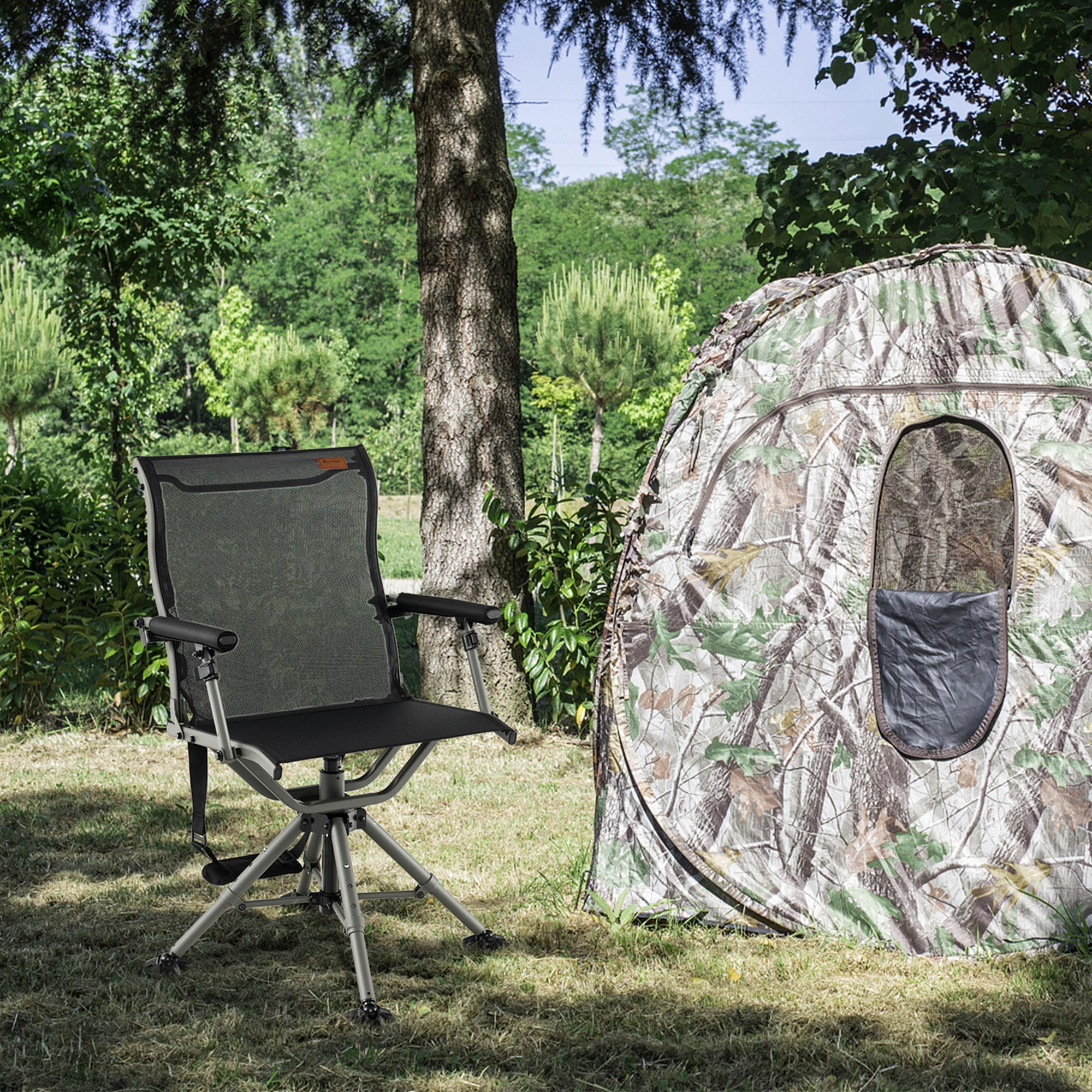 Costway 360 Degree Silent Swivel Hunting Chair w/ All-terrain Feet Pads Support 400 LBS