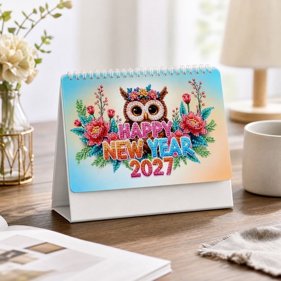 2027 Standing Desk Calendar Kit, DIY 5D Diamond Art Desk Calendar Ornament, Monthly Planner from Jan 2027 to Dec, 12-Month Home Office Desk Calendar for Planning Decoration