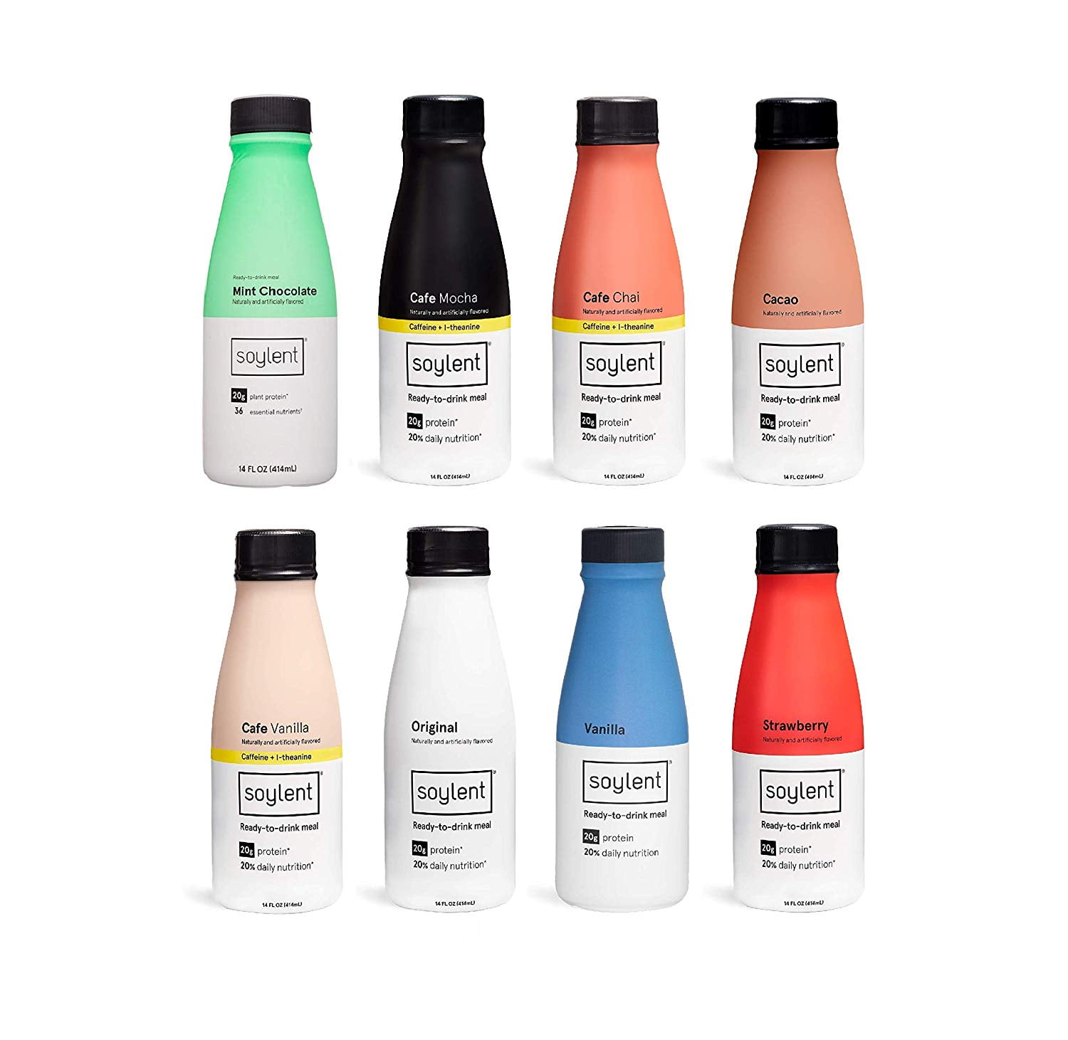 Soylent Meal Replacement Shake, 8 Flavor Variety Pack, 14 oz Bottles