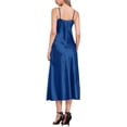 thumbnail image 3 of CURVOSPORT Vestido de Satén para Mujer con Tirantes Espagueti, Escote en V, Elegante, Maxi, Deslizante, 2XL, Azul Real, 3 of 6