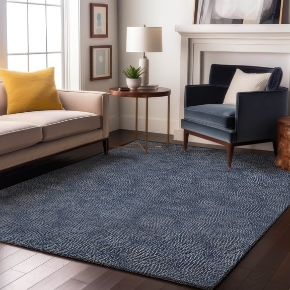 Addison Rugs Mayfield Premium Machine Washable Transitional Geometric Navy Rectangle Rug, 10' x 14'