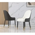 thumbnail image 4 of Montary Black Dining Chairs Set of 2, Mid Century Modern Leather Chair with Solid Wood Metal Legs and Ergonomic Backrest for Living Dining Room (Not Include Table), 4 of 5