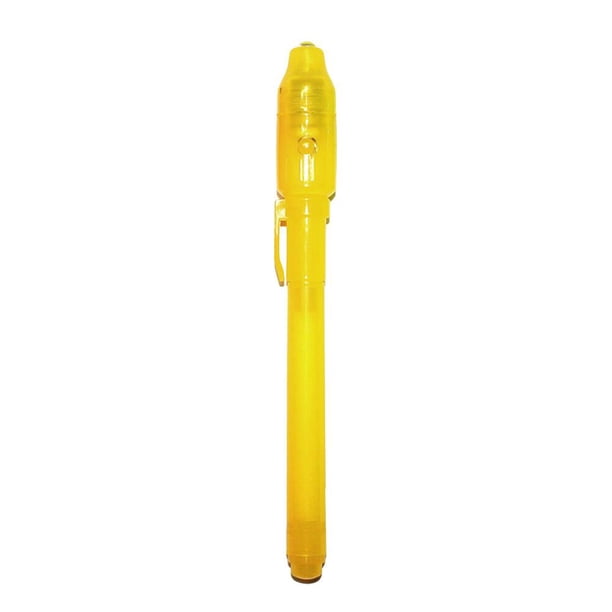 1 bolígrafo de tinta invisible 2 en luz luminosa UV niños dibujando bolígrafos mágicos amarillo