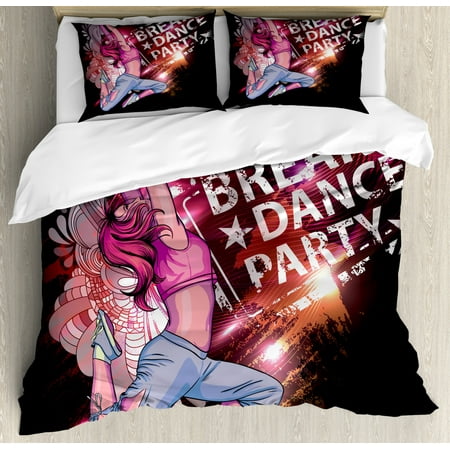 Youth King Size Duvet Cover Set Break Dance Party Poster Design