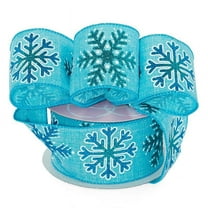 Blue Sparkling Snowflake Christmas Ribbon - 2 1/2" x 10 Yards, Wreath, Gift Bow