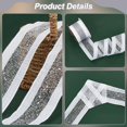 thumbnail image 4 of 10 Yards Silver Wired Ribbon 2-5/8" Sparkling Glitter Mesh Ribbon White Satin Ribbon with Silver Glitter Mesh Hot Stamping Mesh Ribbon Metallic Web Sequins Decor Gift Wrapping Ribbon diy, 4 of 6