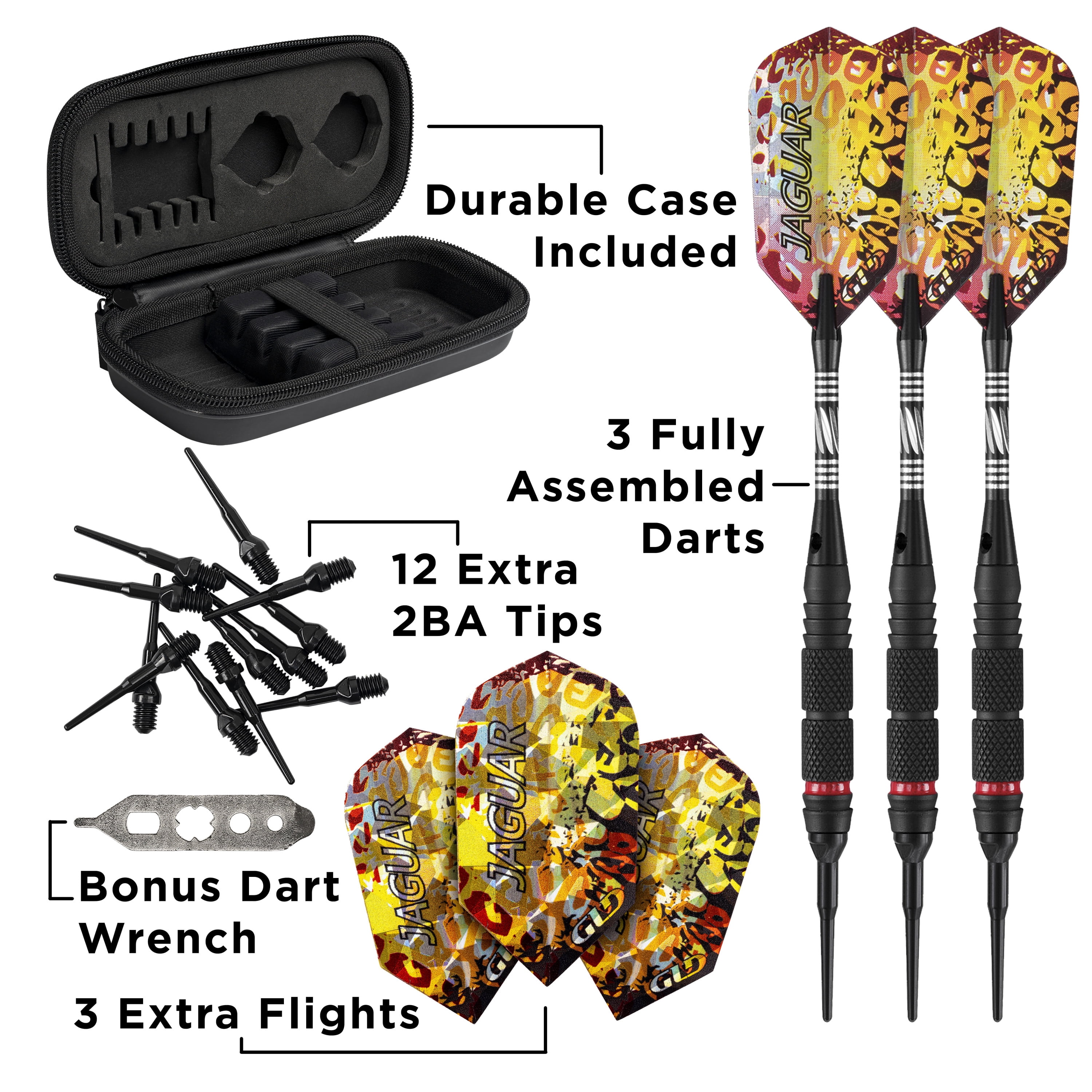 Viper Jaguar 80% Tungsten Soft Tip Dart Set, Dual Knurled, 18 Grams