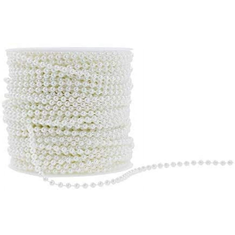 ZJJZgYXINTAI Craft String Pearls 8MM Pearl Bead, 33 Feet White Faux Pearl  Garland Spool Roll Strand