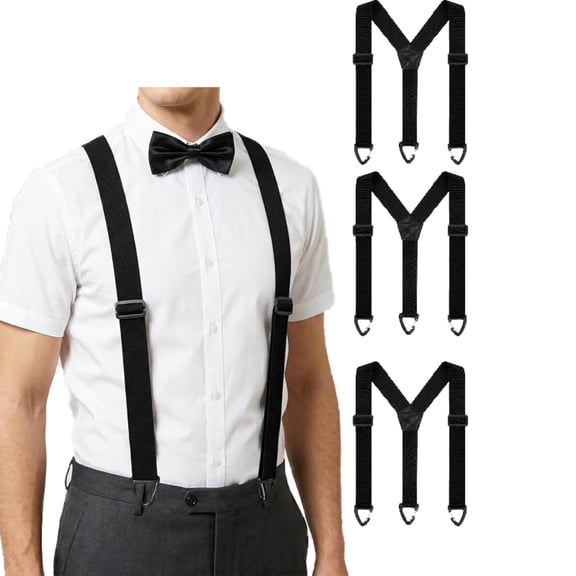 3 Pack Suspenders for Men Women - Adjustable Elastic Y-Back Suspenders, Heavy Duty Clips, Suit for Formal and Casual