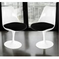thumbnail image 4 of Plata Décor Import Inc – Fauteuil moderne blanc sans accoudoirs Tulip avec coussin noir confortable, idéal pour la salle à manger ou le bureau, 4 of 7